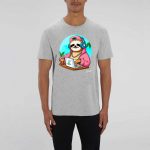 T-shirt Unisexe - Coton BIO, The Chillhop Sloth is palying lofi
